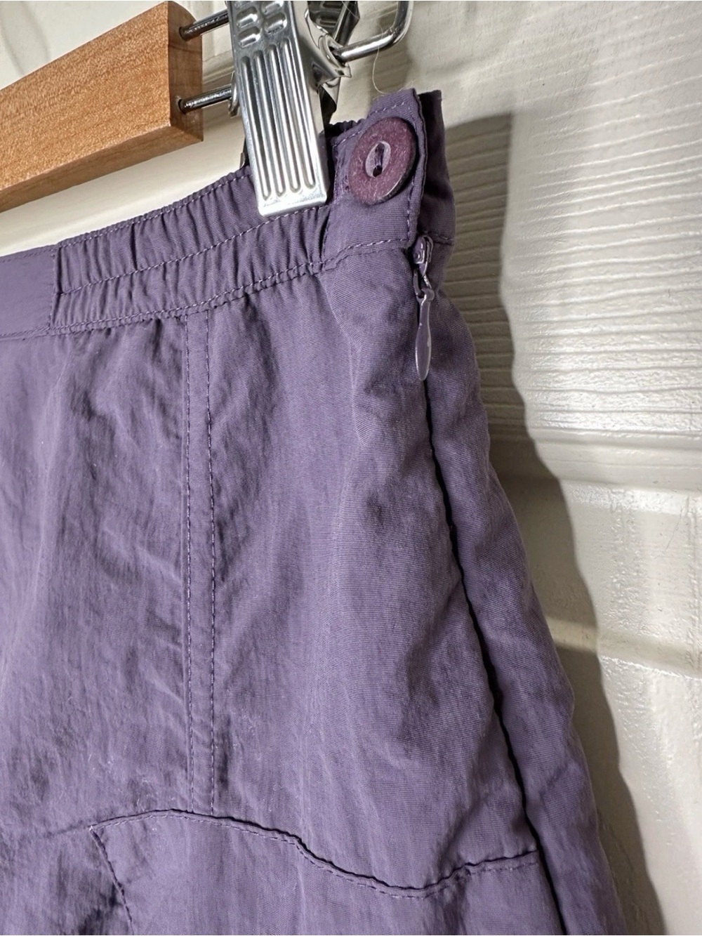 Hanna For La Journee Nylon Ruched Parachute Skirt Zip Pockets Purple Size Small - Picture 5 of 10